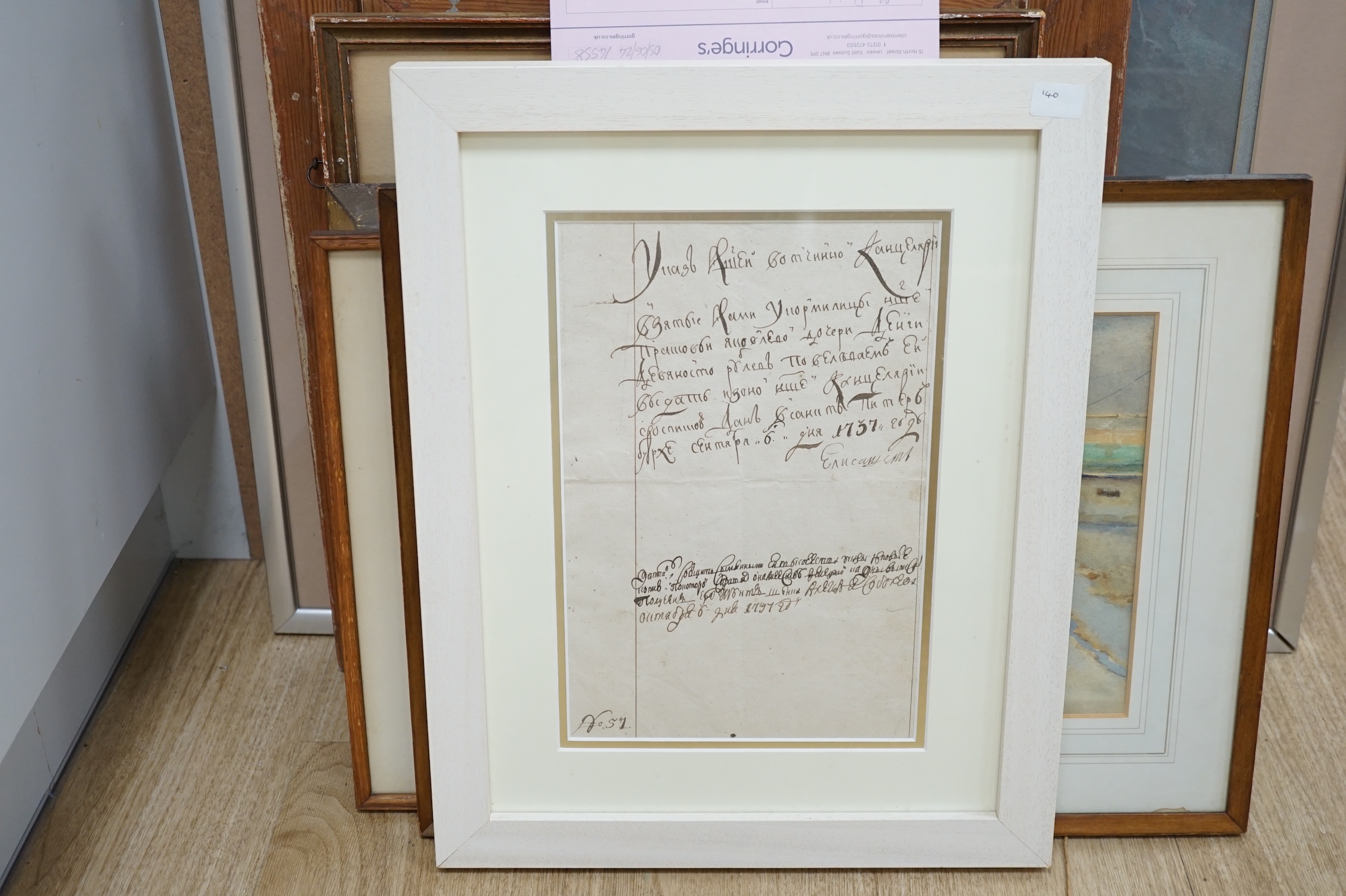 Tsarina Elizabeth of Russia interest, a signed handwritten letter by the second eldest daughter of Tsar Peter the Great, dated 6 May 1737, with another section of writing in a different hand, probably a secretarial hand,